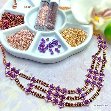 The Netted Herringbone And Bicone Necklace Eureka Crystal Beads